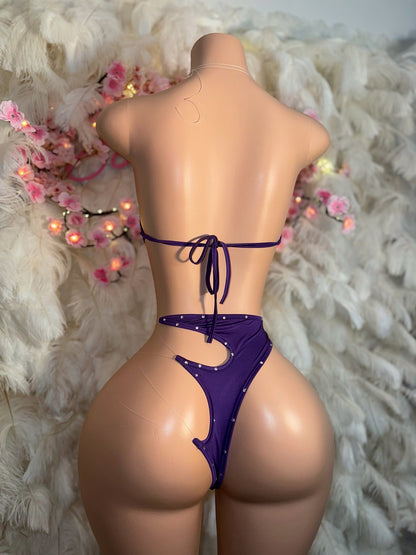 Mamacita — Royal Purple High Waisted Asymmetrical Thong 2 Piece