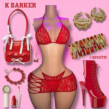 Kourtney Barker — 3 Piece Bikini Side Tie Skirt Set