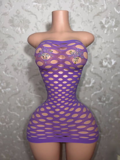 Money Maker Fishnet Dress Fits XS-XL