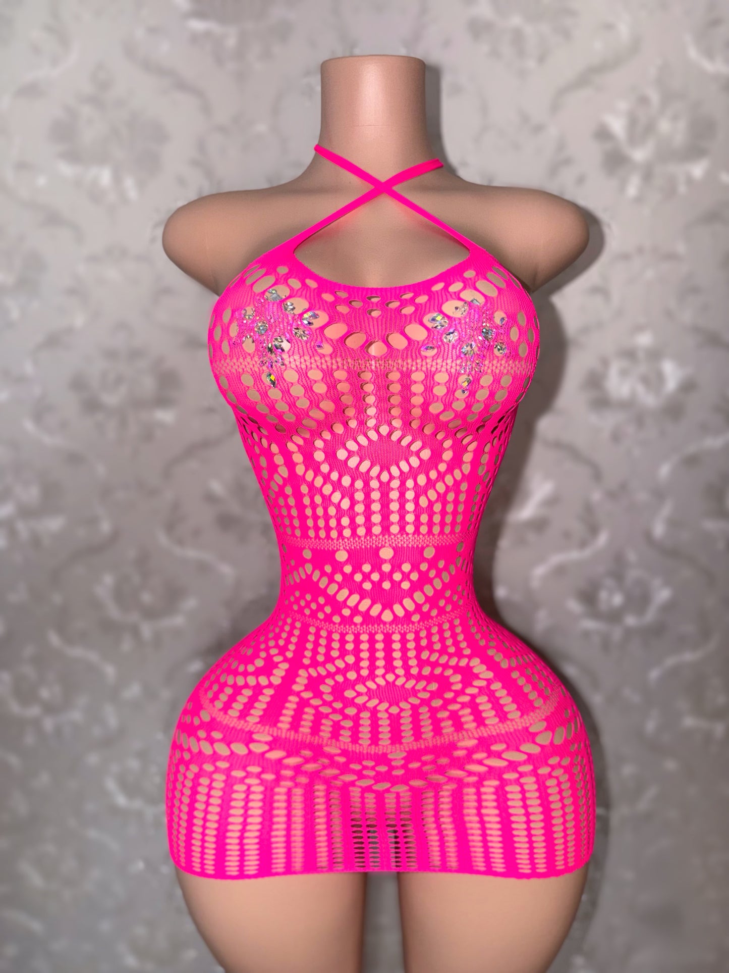 Summerella Geometric Fishnet Tank Dress Fits XS-XL