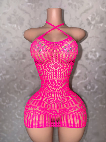 Summerella Geometric Fishnet Tank Dress Fits XS-XL
