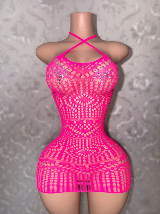 Summerella Geometric Fishnet Tank Dress Fits XS-XL