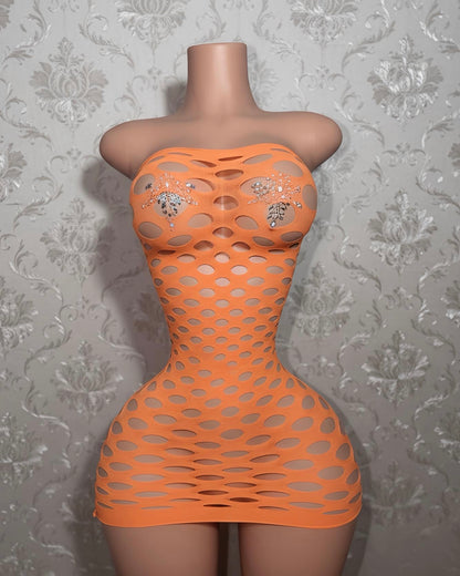 Money Maker Fishnet Dress Fits XS-XL