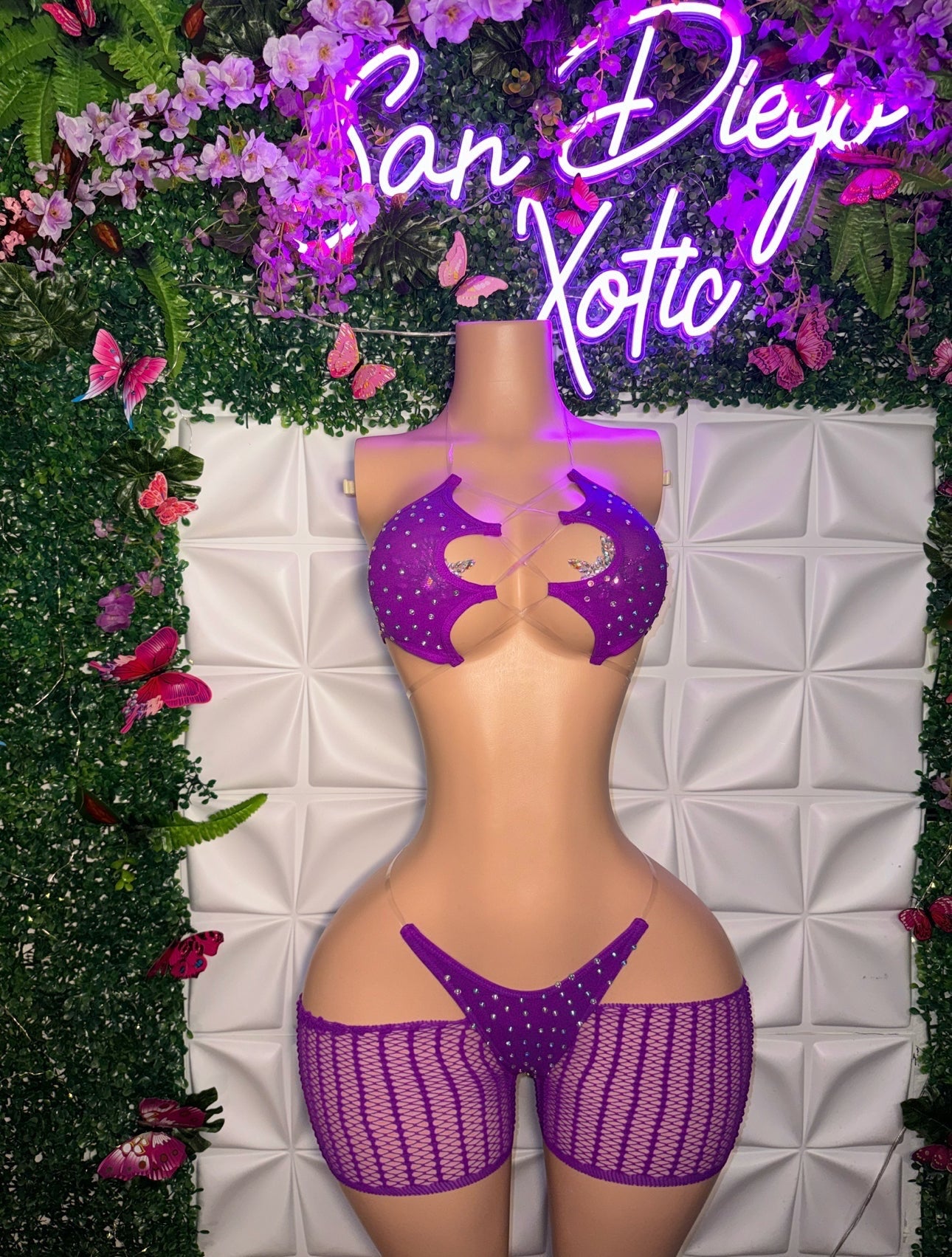 Riyah Diamond Studded Mesh Kini 3 Piece Set