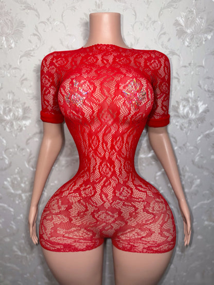 Suriyah Fishnet Romper Fits XS-L