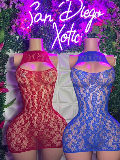 Royalty Cheetah Fishnet Stoned Heart Romper Fits XS-M