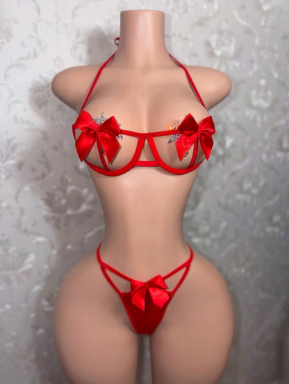 P*ssy Fairy Bra and Thong 2 Piece Set with Bows