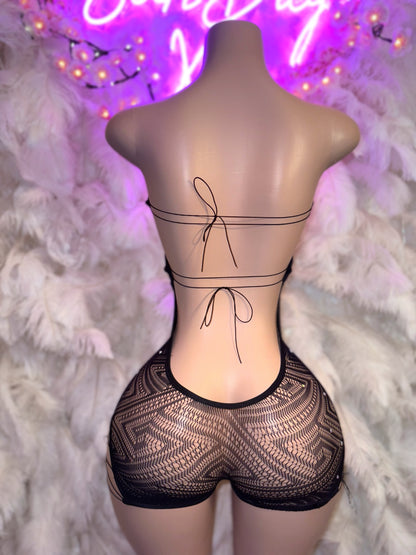 Queen Muva 2 — Strapless/Halter Interchangeable Tribal Fishnet Romper Fits XS-L