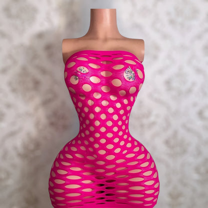 Money Maker Fishnet Dress Fits XS-XL