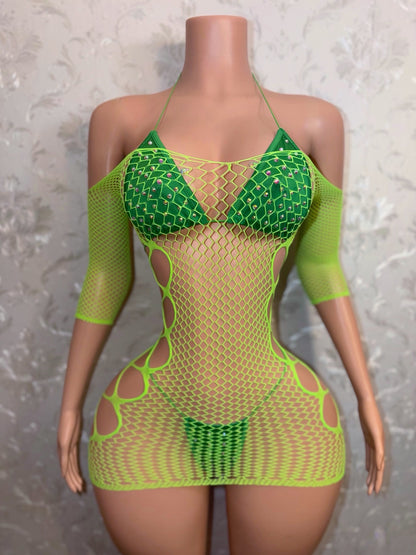 Teyana Fishnet Dress Fits XS-L