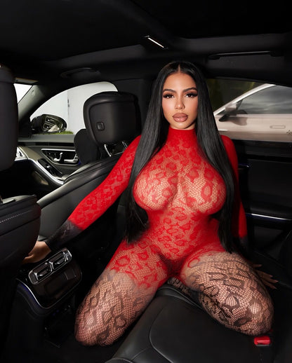 Holy Smokes Red Ombre Cheetah Fishnet M-XXL