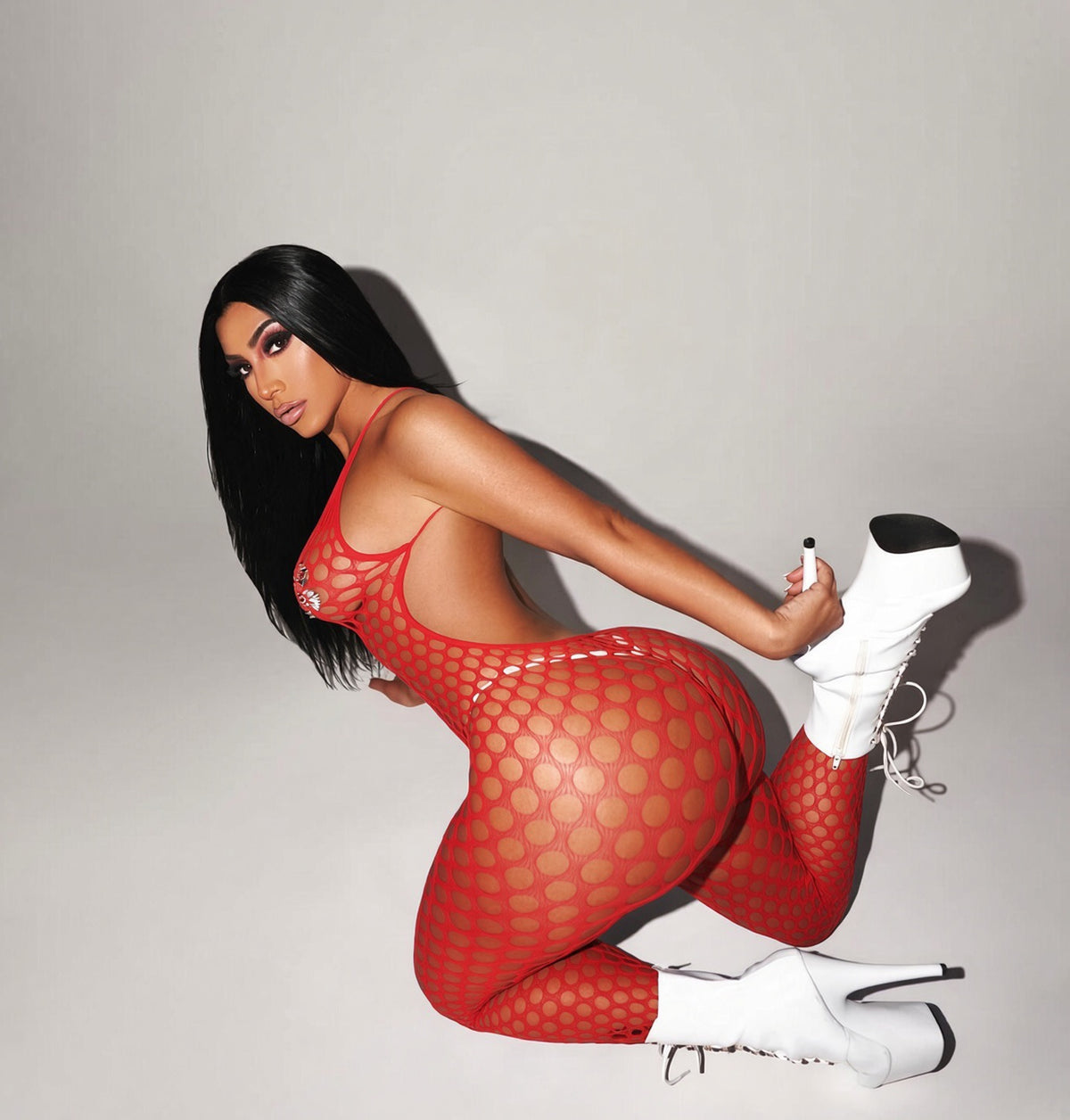 Suki Bodycon Fishnet Bodystocking Fits XS-L