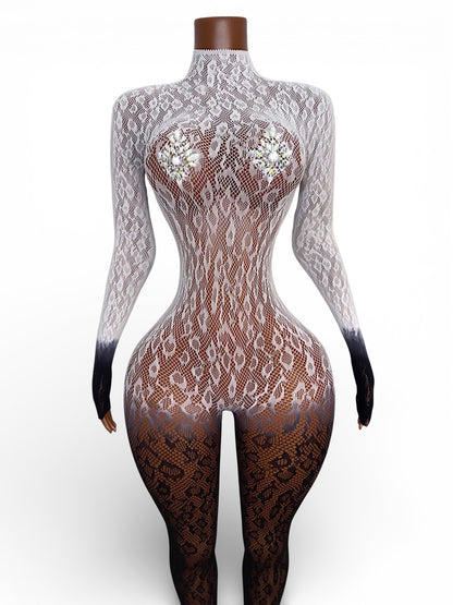 Holy Smokes Smokey Ash Ombre Cheetah Fishnet M-XXL