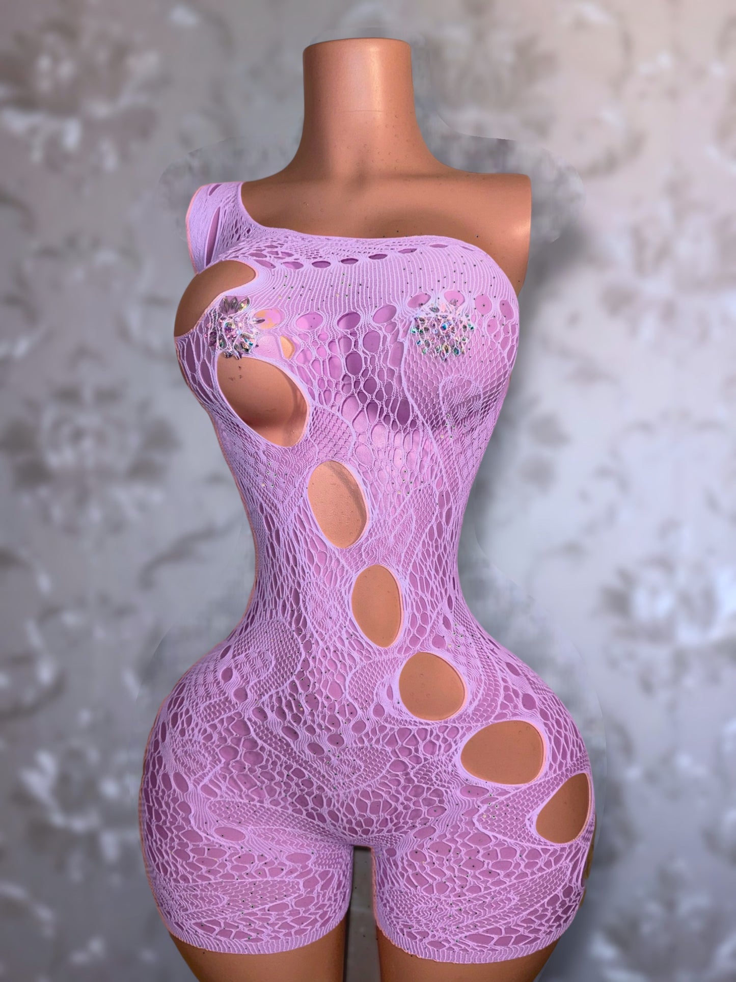 Jaidyn Hearts Lace Asymmetrical Romper Fits XS-XL