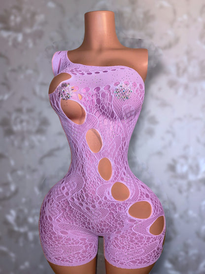 Jaidyn Hearts Lace Asymmetrical Romper Fits XS-XL