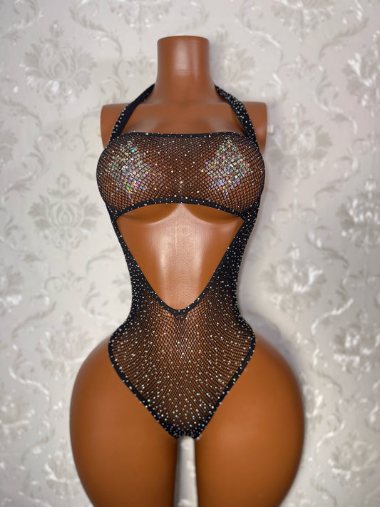 Tease 2 Piece Fishnet Hammock Onesie and Bandeau Set Fits XS-L