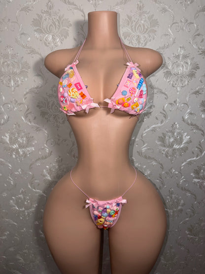 Solid Cord Candy Girl Charm Bikini