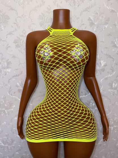 Body Fishnet Bodycon Dress One Size Fits All