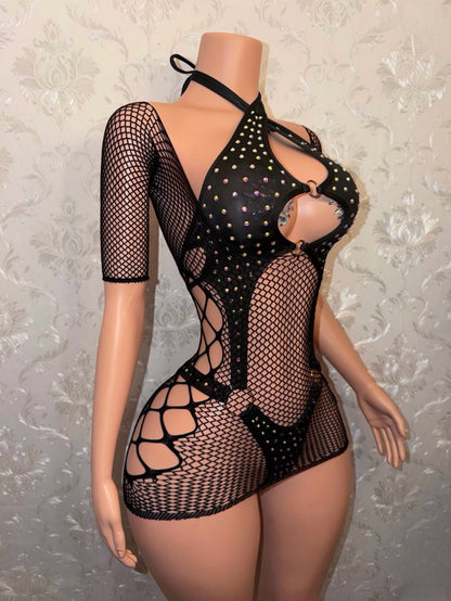 Shadé 2 Piece One Piece & Fishnet Set Fits S-M