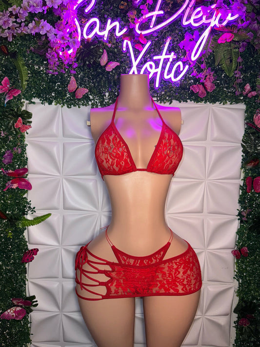 Kourtney Barker — 3 Piece Bikini Side Tie Skirt Set