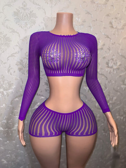 Caleesi Fishnet Shorts Set Fits XS-L