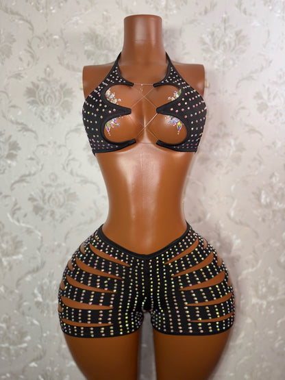 Valentina Diamond Slits Shorts Set fits S-L