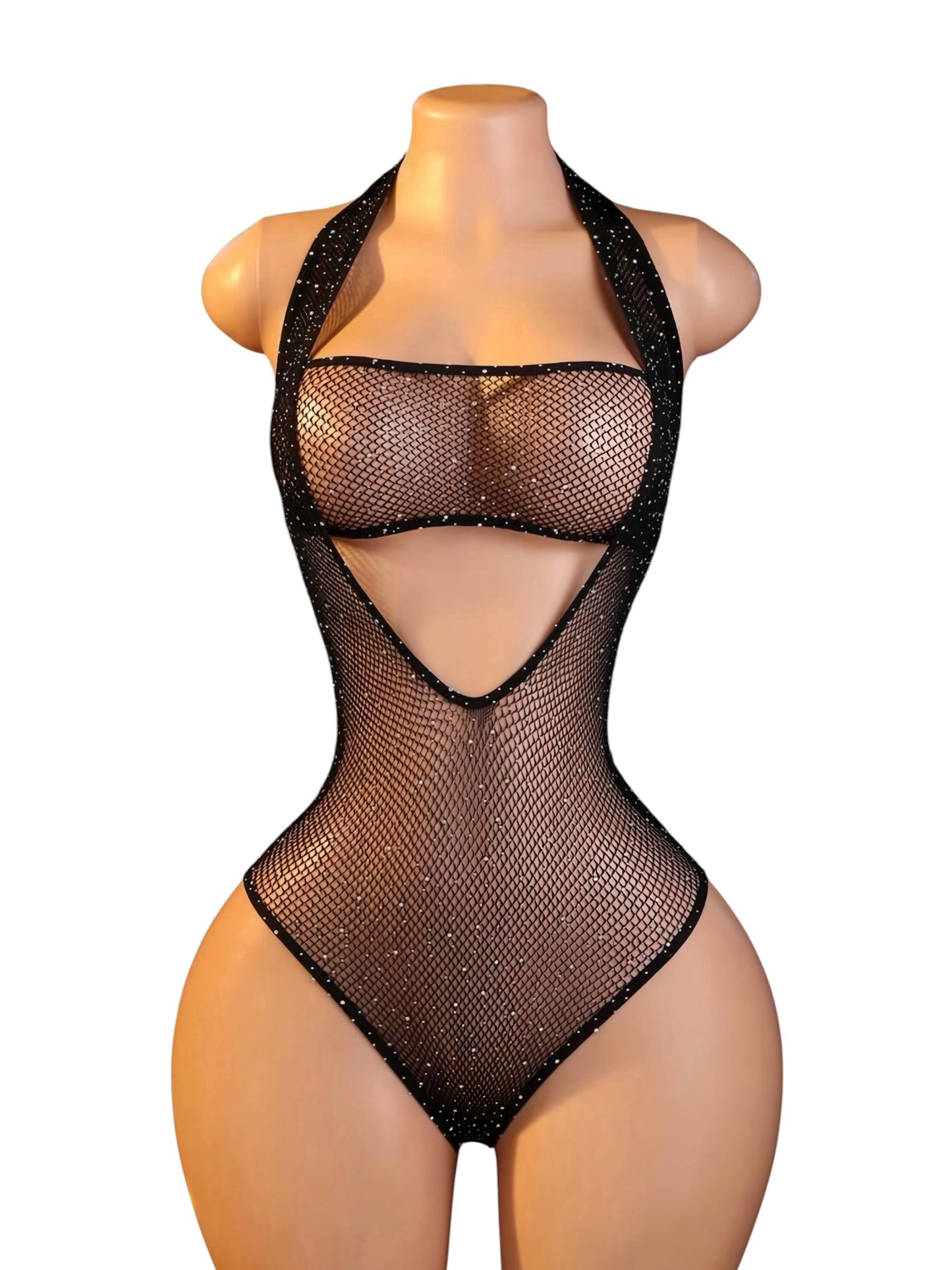 Tease 2 Piece Fishnet Hammock Onesie and Bandeau Set Fits XS-L