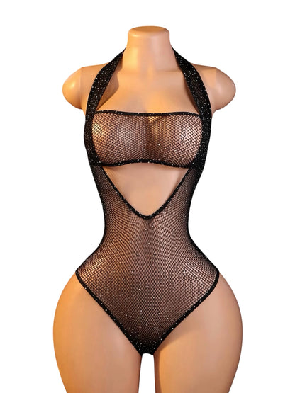 Tease 2 Piece Fishnet Hammock Onesie and Bandeau Set Fits XS-L