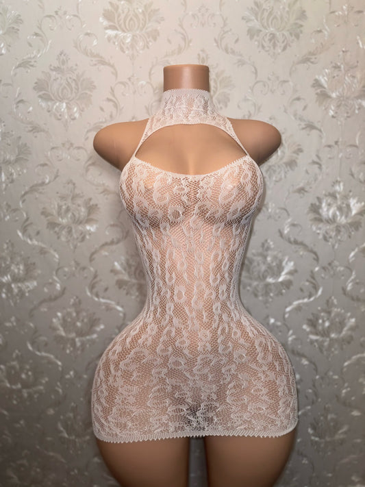 Royalty Plain Cheetah Fishnet Dress Fits XS-L