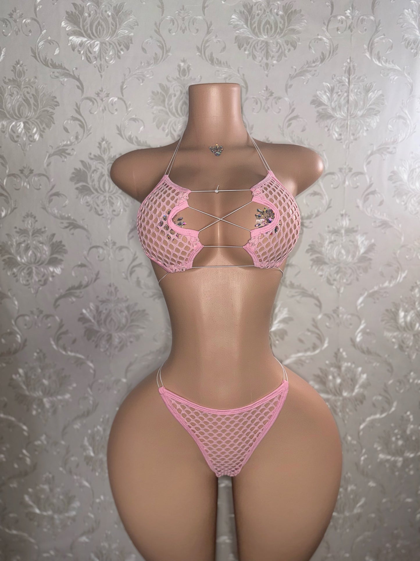 Ravyn — Fishnet Clear Cord 2 Piece Bikini