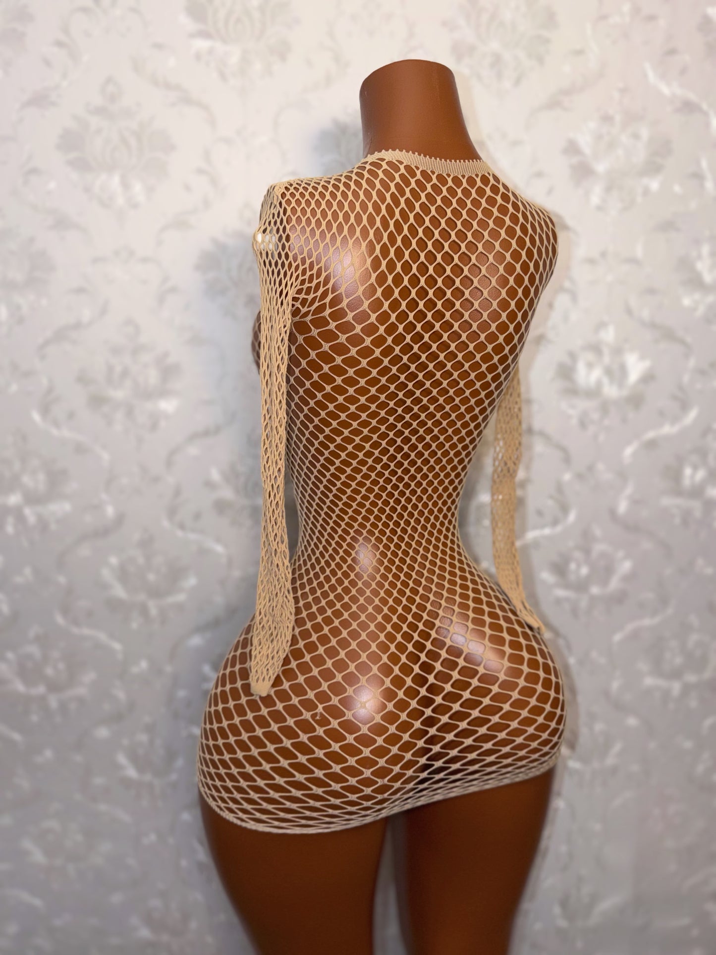 Carmen Fishnet Bodycon Cover Up Dress Fits XS-L