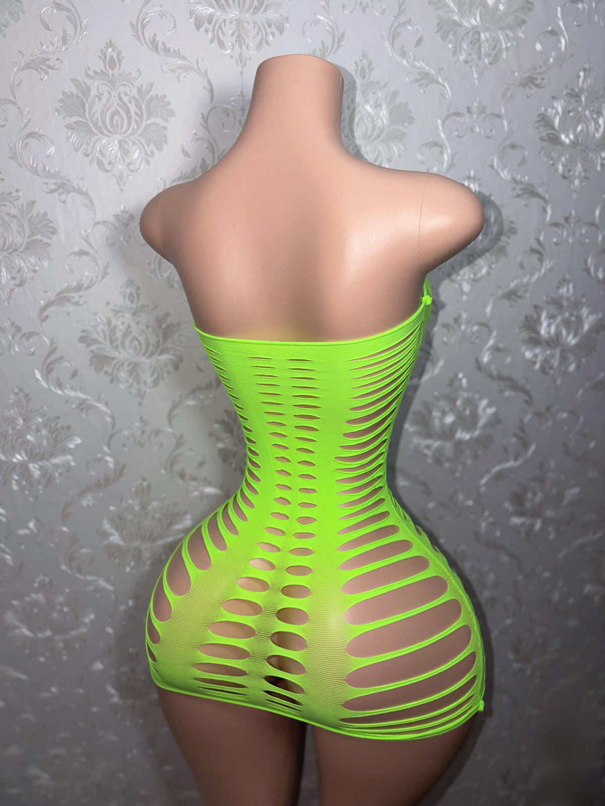 Monique Slit Fishnet Dress Fits XS-XL