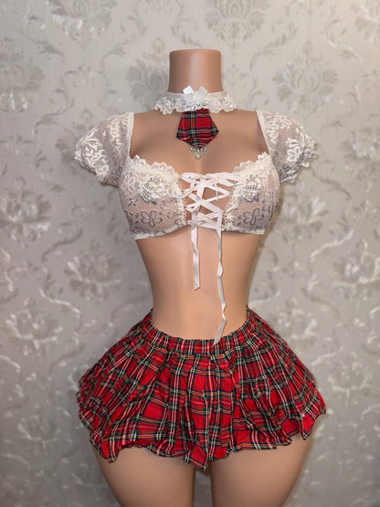 Teacher’s Pet 4 Piece School Girl Costume With Thong