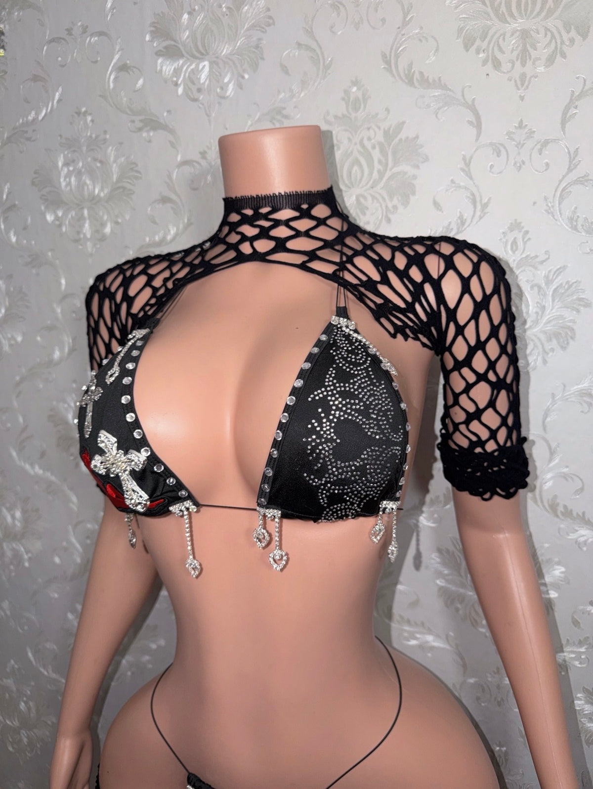 Heat Wave Custom Bikini & Fishnet 4 Piece Set [Made To Order]