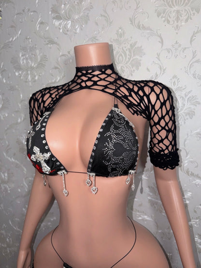 Heat Wave Custom Bikini & Fishnet 4 Piece Set [Made To Order]