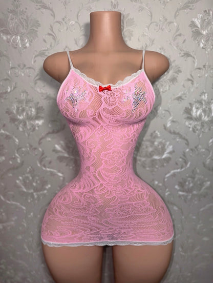 Susie Q Mini Lace Fishnet Dress Fits XS-M