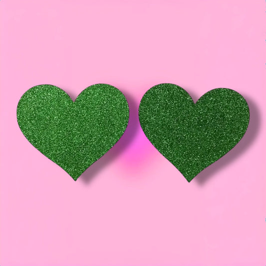 Glitter Pasties — Green Heart