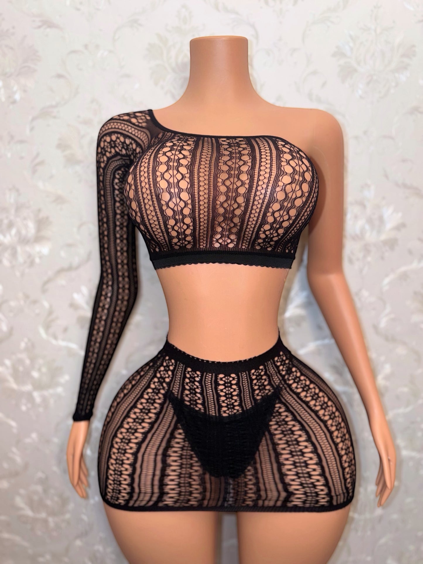 Mandala 3 Piece Fishnet Skirt Set Fits XS-L