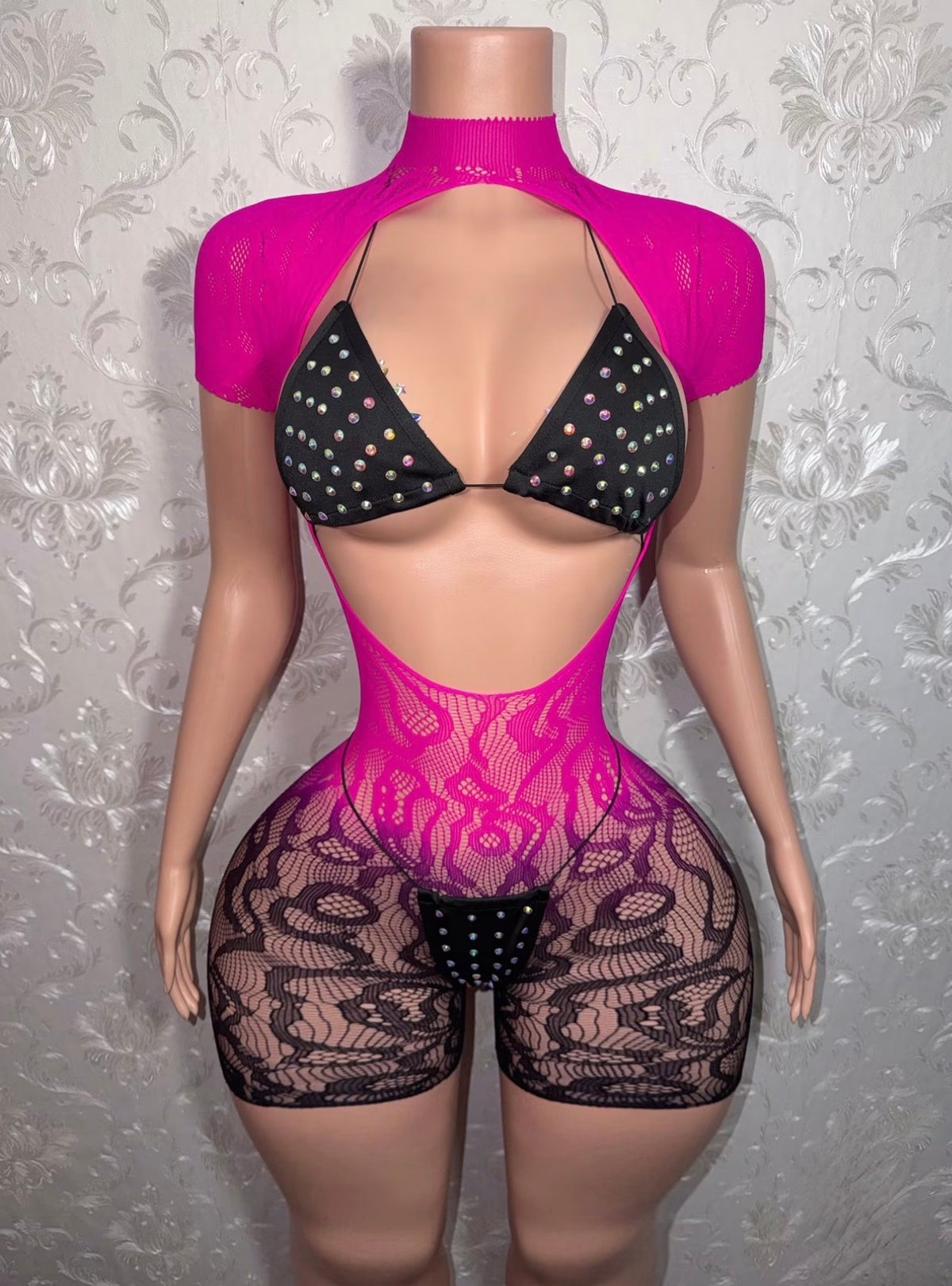 Hurricane Two Tone Ombre Romper + Bikini 3 Piece Set Fits XS-L