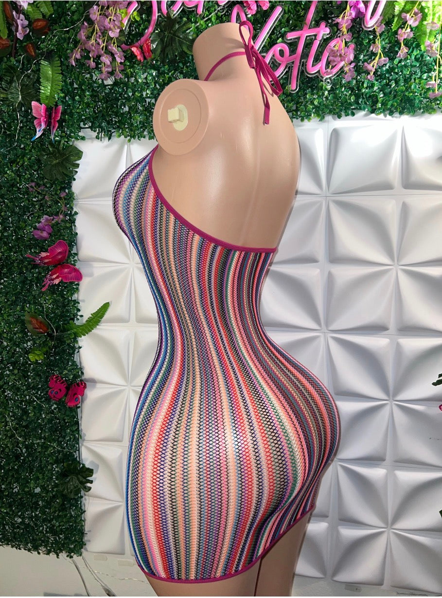 Onika Multicolor Fishnet Dress Fits S-XXL