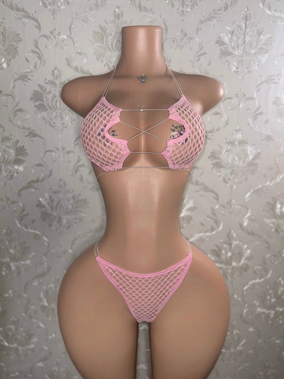 Ravyn Fishnet Clear Cord 2 Piece Bikini