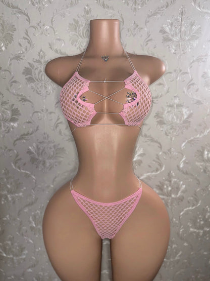 Ravyn Fishnet Clear Cord 2 Piece Bikini
