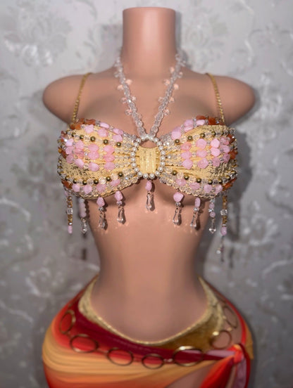 Bahama Mama Beaded Top 5 Piece Set Bikini Fits M