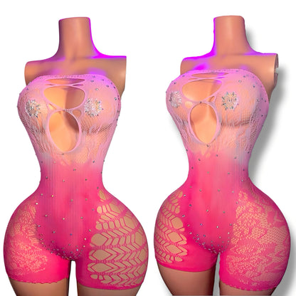 Sorbae Hot Pink Strawberry Ombre Romper
