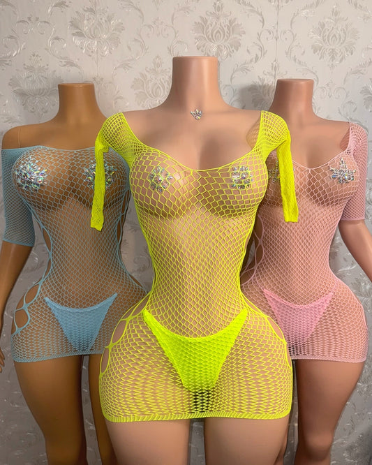 Teyana Fishnet Dress Or Romper Fits XS-L