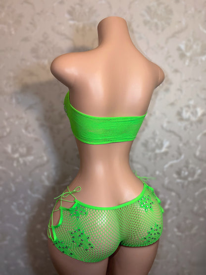 Karisma Low Waisted Net Shorts Set Fits S-XL