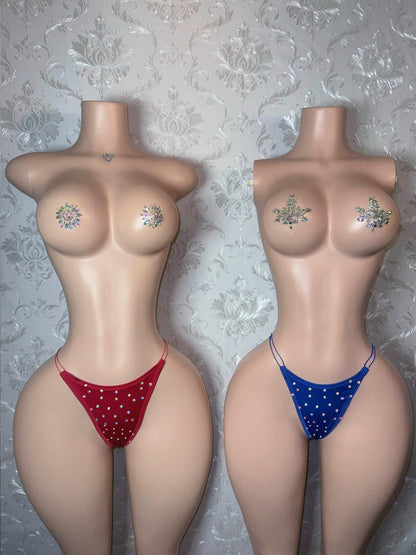 Corded Thong Optional Rhinestones 1 Piece Single One Size XS-XL