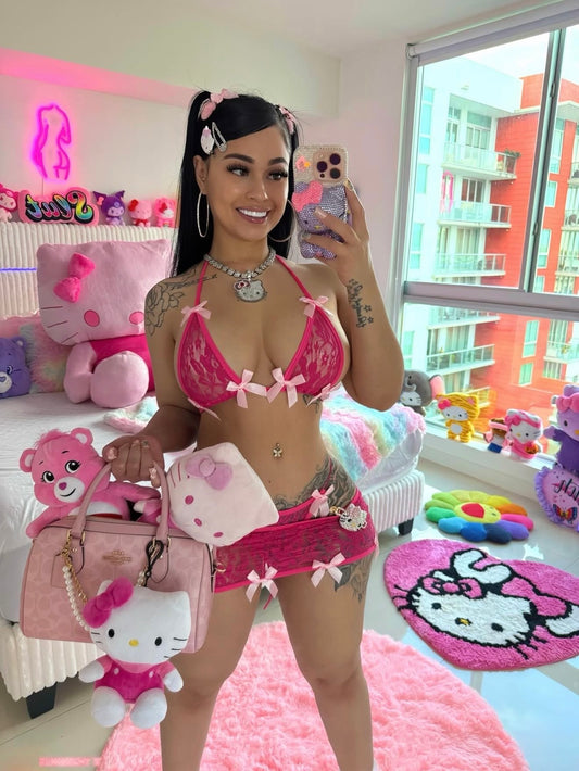 K Barker Lace Skirt Set With Bows As Seen On @xxtiffydollxx Fits XS-M