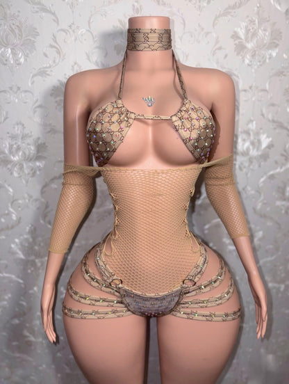Sandy Cheeks Fishnet + 3 Piece Shorts Set Fits S-L