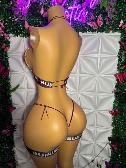 Spice — Mesh Plaid Bikini and Thigh Garter Set